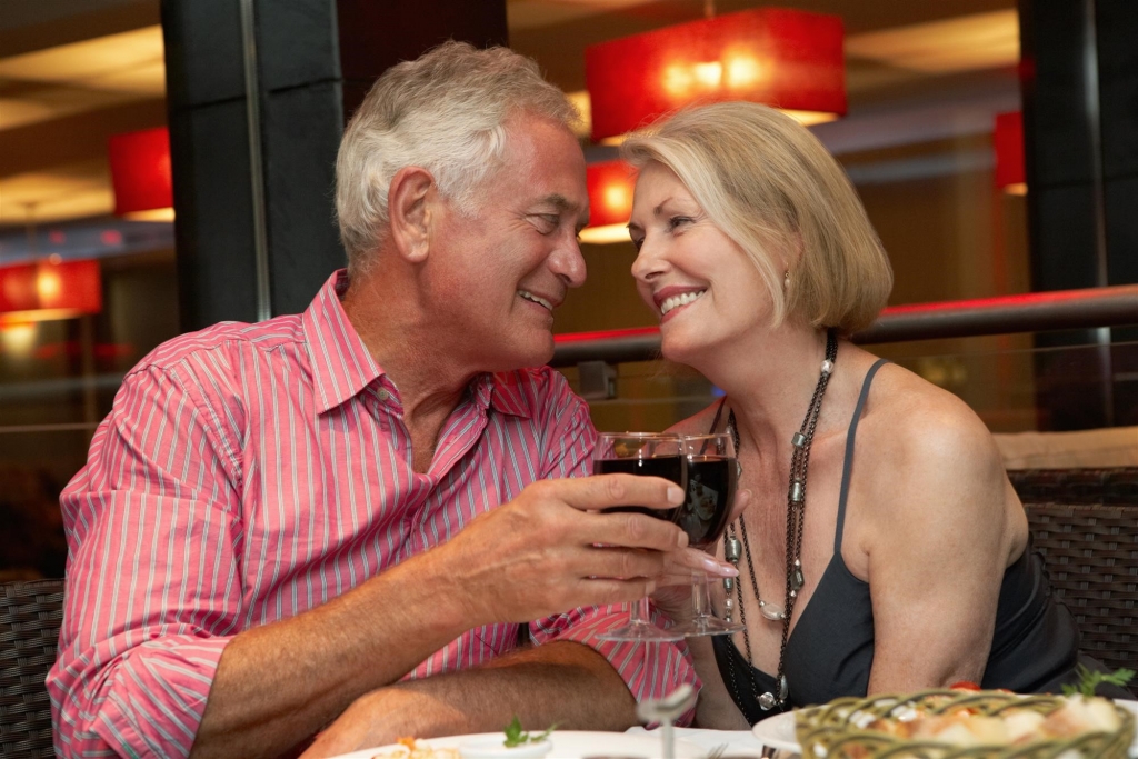 couple enjoys wine together